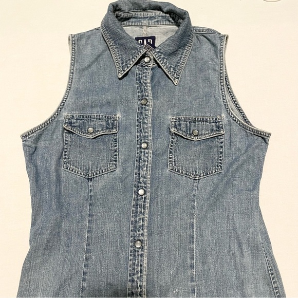 Vintage Gap Denim Sleeveless Maxi Dress - Picture 2 of 16